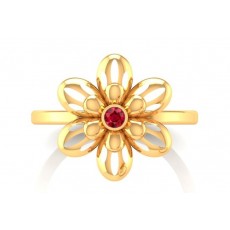 Fancy Red Stone Flower Ring